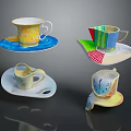 Colorful Creative Mugs With Unique Coasters For Daily Household Use