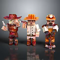 Stylish Colorful Pixel Art Game Characters With Different Hats And Outfits