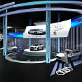 LUXE Car Exhibition With Modern Lighting Circular Platform And Screen 3d model