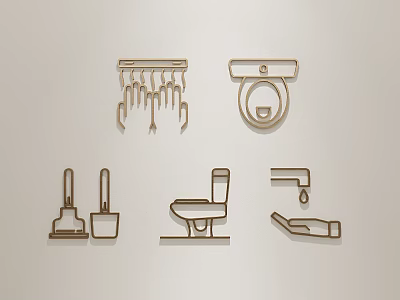 Kitchen Bathroom Wall Hanging Tools And Decorative Round Hooks Design 3d model