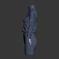 Blue Ribbed Knit Turtleneck Dress With Long Sleeves For Women
