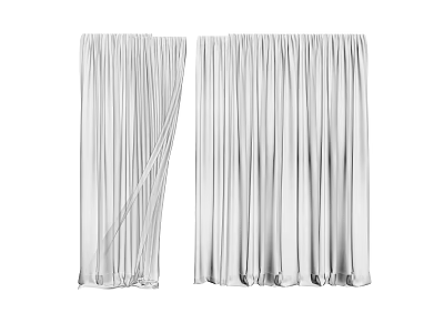 White Curtains With Soft Draped Design And Elegant Texture For Home Interior 3d model
