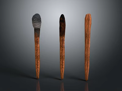 Wood And Stone Decorative Sculptures With Different Top Finishes On Dark Background 3d model