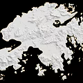 3D Geographical Map With Terrain Details Coastal Lines And Surrounding Islands