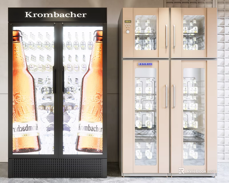 Commercial Beverage Display Refrigerators With Glass Doors For Storing Bottled Drinks In Retail Stores 3d model 