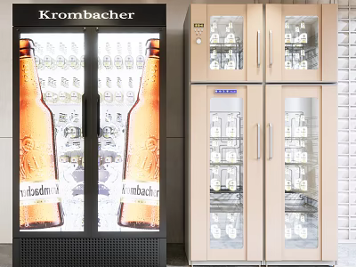 Commercial Beverage Display Refrigerators With Glass Doors For Storing Bottled Drinks In Retail Stores 3d model