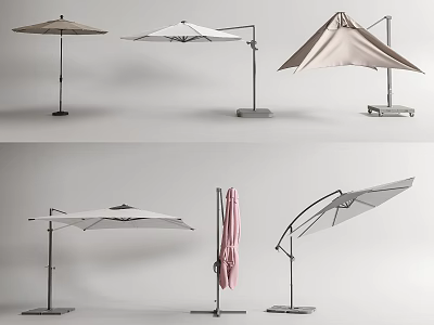 Various Outdoor Sunshade Umbrella Designs With Different Frame Structures And Colors 3d model