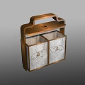 Roadside Trash Bins With Double Compartment Wooden Frame And Decorative Patterns 3d model