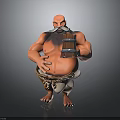 Muscular Bearded Man Holding Wooden Cask With Cloth Around Waist And Barefoot Rugged Appearance