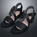 Women's Stylish Black Leather Sandals With Crisscross Straps And Block Heel
