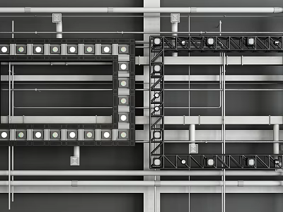 Modern Ceiling Structural Design With Metal Framework And Lighting Fixtures 3d model Modern Ceiling Structural Design With Metal Framework And Lighting Fixtures 3d model