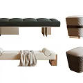 American Style Bed End Stool Low Stool Sofa Stool 3d model