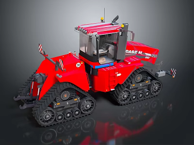 Red Case IH Tractor With Tracked Chassis As Functional Agricultural Vehicle 3d model