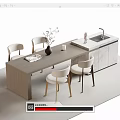 Modern Bar Counter Interior With Wooden Top Dining Chairs Sink And Decorative Vase