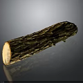 Natural Wooden Log Featuring Detailed Bark Texture And Smooth Cross Section Surface On Dark Background