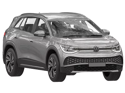 Silver Volkswagen Electric SUV with Modern Exterior Design and Brand Logo 3d model