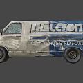 Two Old Delivery Utility Vans With Cracked Windows And THG 007 Lettering