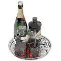 Elegant Beverage Collection With Moët Champagne Hendrick's Gin Transparent Decanter Glassware And Tray