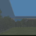 Modern School Building Design With Green Roof Sports Field And Surrounding Trees