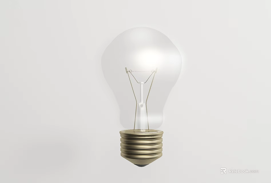 Transparent Glass Light Bulb With Visible Filament And Metal Base Structure 3d model 