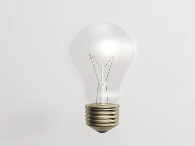 Transparent Glass Light Bulb With Visible Filament And Metal Base Structure 3d model