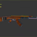 Assault Rifle Featuring Orange Body Wooden Stock On Dark Reflective Background