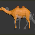 Low Poly Orange Camel Featuring Two Humps On Dark Background With Reflection 3d model