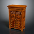 Traditional Wooden Cabinet With Double Doors Diamond And Square Panel Design Flat Top Solid Wood