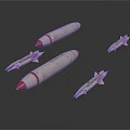 Space Rockets And Spacecraft Models With Silver Bodies And Red Tips For Exploration