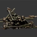 Stacked Old Wooden Sticks With Natural Weathered Texture And Rustic Charm
