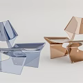 Modern Geometric Leisure Chairs In Blue And Copper Acrylic With Unique Shapes