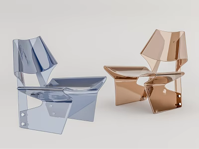 Modern Geometric Leisure Chairs In Blue And Copper Acrylic With Unique Shapes 3d model