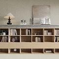 Modern Light Wood Open Cubby Bookcase With Terrazzo Frame For Book Storage And Home Decoration