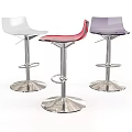 Stylish Modern Bar Stools With Transparent Seats And Adjustable Chrome Bases 3d model