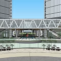 Modern Office Buildings Complex With Green Spaces Water Features And Plaza Design