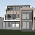 Modern Single Family House With Sloped Roof Swimming Pool Large Windows And Wooden Accents