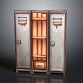 Metal Locker With Wooden Interior Storage Compartments Lockable Doors And Ventilation Grilles