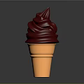Delicious Creamy Dark Red Swirled Ice Cream In Orange Cone