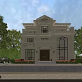 Two Story Classical Style Detached Villa With Balcony Arched Porch And Greenery