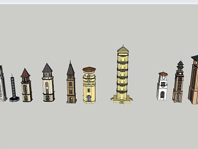 Collection Of Diverse Tower Designs With Various Architectural Styles And Structures 3d model