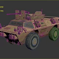 Armored Military Vehicle Featuring Desert Camouflage Roof Mounted Weapon And Large Tires