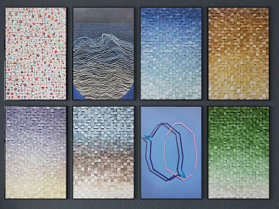 Abstract Paintings Collection Featuring Diverse Textures Gradient Hues And Geometric Patterns 3d model
