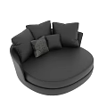 Black Leather Single Sofa With Modern Design And Patterned Decorative Pillows 3d model