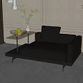 Black Leather Single Sofa With Glass Side Table And Green Apples In Modern Interior