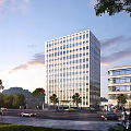 Aerial Planning of Modern High Rise Building with Road Vehicles Pedestrians and Trees