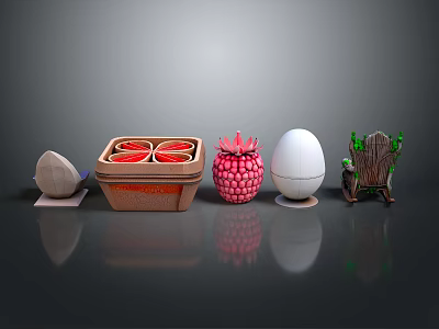 Stylish Decorative Furniture Chair Featuring Green Ornaments And Unique Decor Objects 3d model