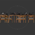 Modern Dining Furniture Set With Wooden Tables And White Cushioned Chairs