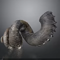 Curved Spiral Textured Household Item With Gray Brown Black Color And Ridged Surface
