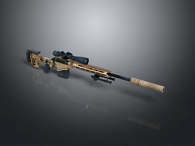 High Precision Sniper Rifle With Scope Long Barrel Wooden And Metal Components 3d model