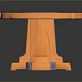 Orange Round Wooden Table With Blue Center And Carved Legs Design